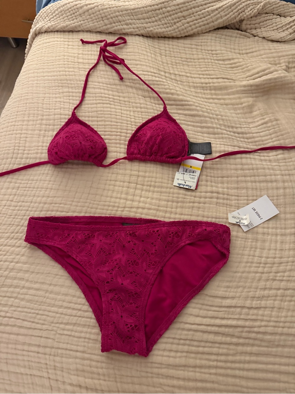 Vince Camuto Magenta Lace Triangle Bikini